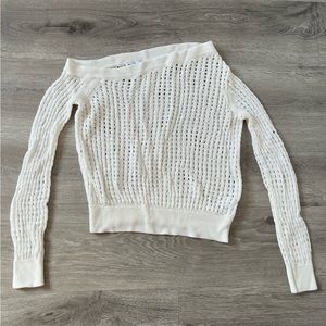 Open Knit Off Shoulder Sweater Top